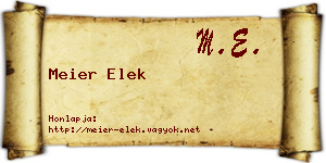 Meier Elek névjegykártya